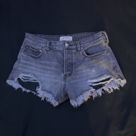 Grey Light Wash Y2k Denim Jean Shorts - Picture 1 of 3